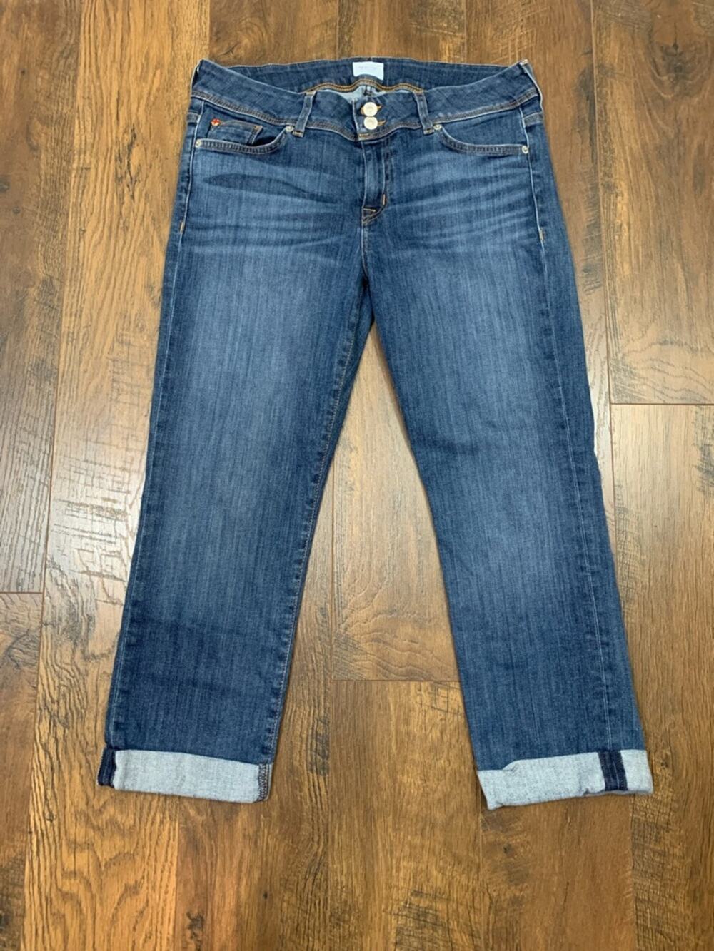 Hudson Ginny Crop Straight W/Cuff 24” Back Flap Pockets Jeans